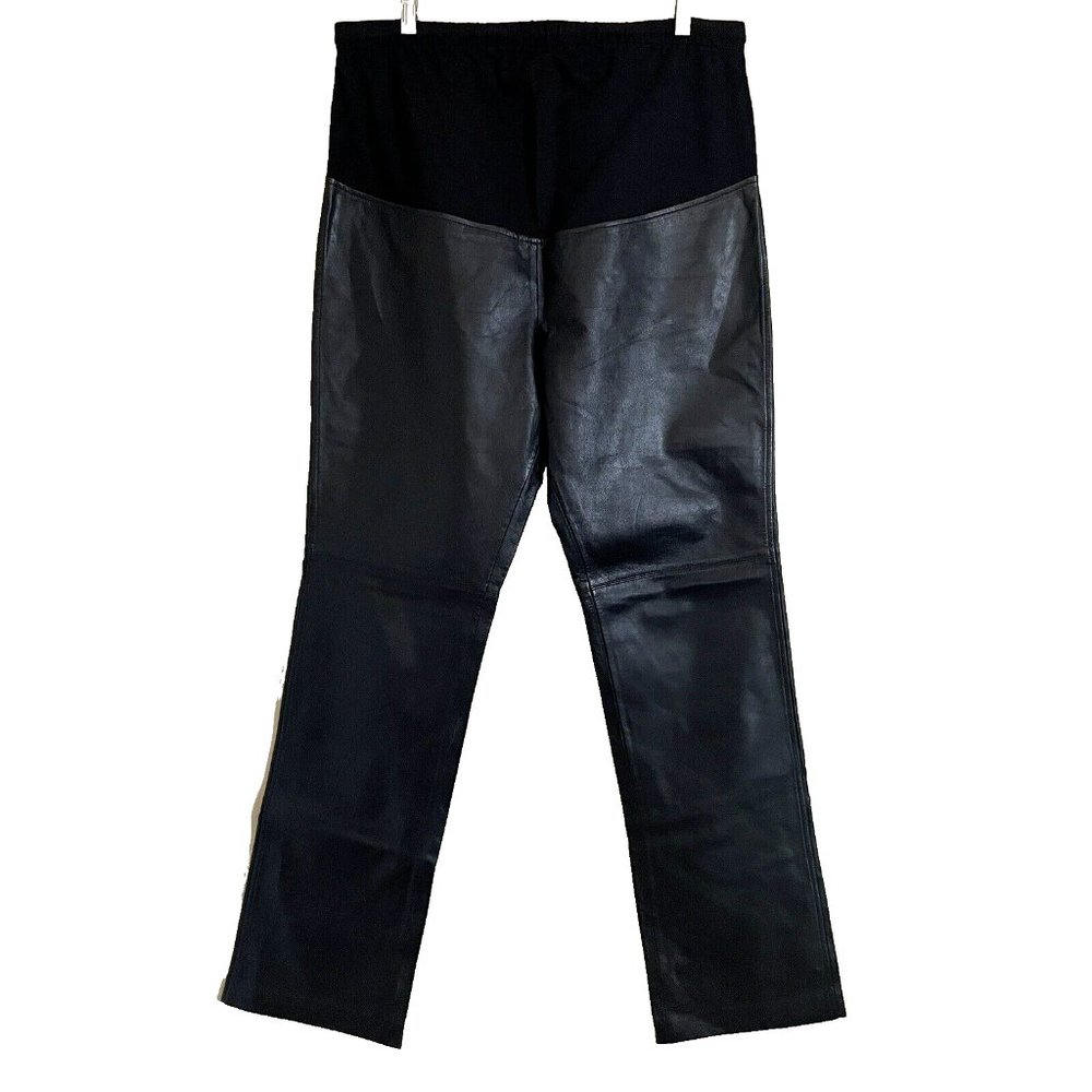 Mimi Maternity Black Leather Straight Pants Size Large Edgy Grunge Gothic Cool